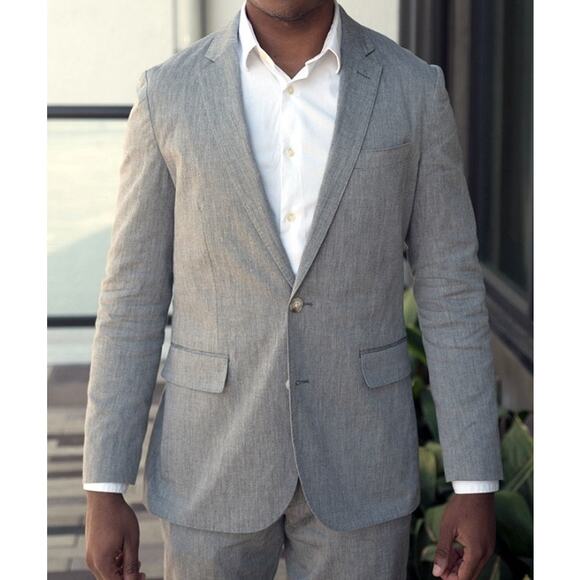 J.CREW Ludlow Grey Blazer Somelos Cotton Blend 40L Mens Preppy - Picture 1 of 16